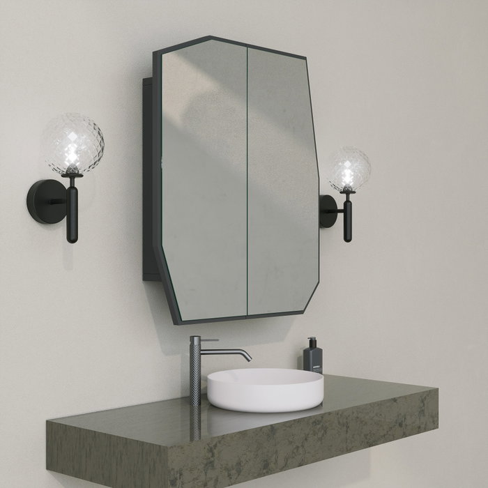 Hanah Home Armario de Baño MDF Negro con Espejo 50x45x12 cm
